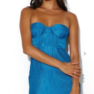 Hello Molly Vibrant Blue Strapless Dress
